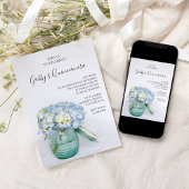 Blue Hydrangeas in Jar Vase Quinceanera Party Einladung