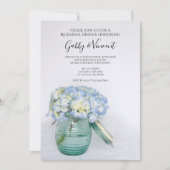 Blue Hydrangeas in Vase Wedding Probe Dinner Einladung (Vorderseite)