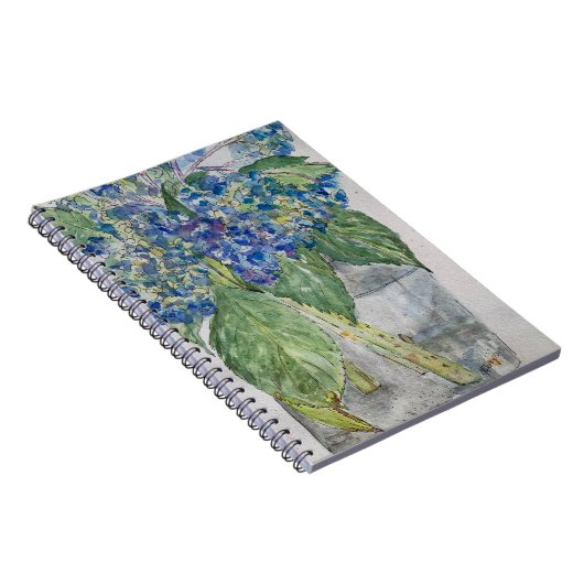 Blue Hydrangeas in Water spiral notebook Notizblock (Rechte Seite)