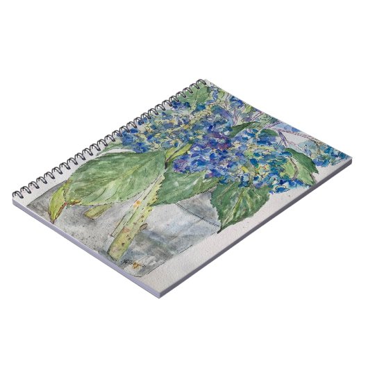 Blue Hydrangeas in Water spiral notebook Notizblock (Linke Seite)