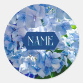 Blue Hydrangeas Individuelle Name Runder Aufkleber (Vorderseite)