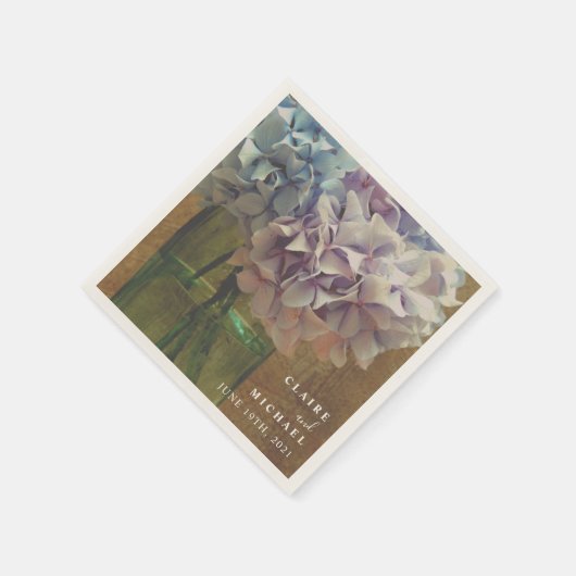 Blue Hydrangeas Mason Jar Wedding Serviette (Ecke)