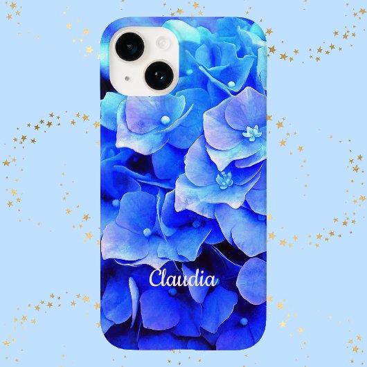 Blue Hydrangeas Mit Monogramm Floral Case-Mate iPhone Hülle