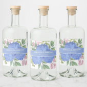 Blue Hydrangeas Modern Bouquet Custom Alkoholflaschenetikett (Flaschen)