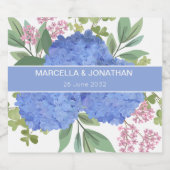 Blue Hydrangeas Modern Bouquet Custom Alkoholflaschenetikett (Einzelnes Label)