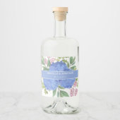 Blue Hydrangeas Modern Bouquet Custom Alkoholflaschenetikett (Vorderseite)