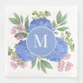 Blue Hydrangeas Modern Bouquet Custom Monogram Serviette (Vorderseite)