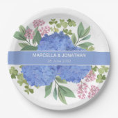Blue Hydrangeas Modern Bouquet Custom Pappteller (Vorderseite)