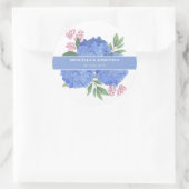 Blue Hydrangeas Modern Bouquet Custom Runder Aufkleber (Tasche)