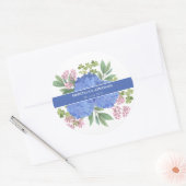 Blue Hydrangeas Modern Bouquet Custom Runder Aufkleber (Umschlag)