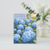Blue Hydrangeas New England Coastal Watercolor Postkarte (Stehend Vorderseite)
