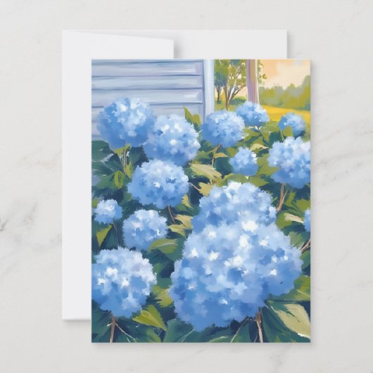 Blue Hydrangeas New England Watercolor Card (Vorderseite)