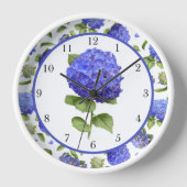 Blue Hydrangeas Original Botanische Kunst Gerahmt Uhr (Vorderseite)