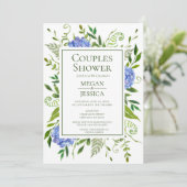 Blue Hydrangeas Paare Dusche Einladung (Stehend Vorderseite)