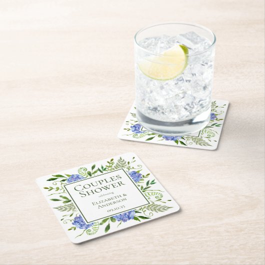 Blue Hydrangeas Paare Dusche Rechteckiger Pappuntersetzer (Vor Ort)