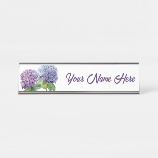 Blue Hydrangeas Personalized Nameplate Schreibtischnamensplakette (Vorderseite )