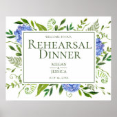 Blue Hydrangeas Probe Dinner Sign Poster (Vorne)