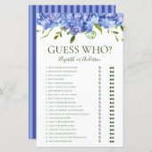 Blue Hydrangeas raten Wer Brautparty Game (Vorne/Hinten)