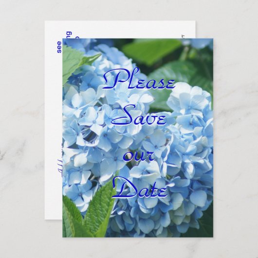 Blue Hydrangeas Rettete unsere Datums-Postkarte - Einladungspostkarte (Vorne/Hinten)