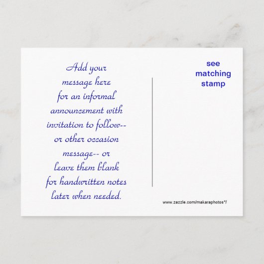 Blue Hydrangeas Rettete unsere Datums-Postkarte -  Einladungspostkarte (Rückseite)