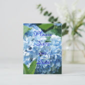 Blue Hydrangeas Rettete unsere Datums-Postkarte -  Einladungspostkarte (Stehend Vorderseite)
