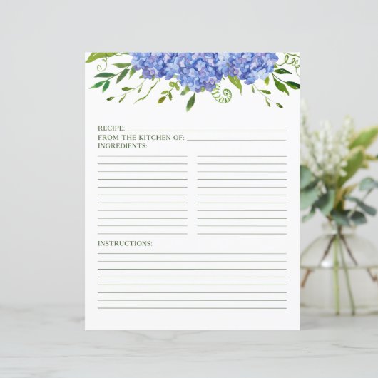 Blue Hydrangeas Rezept Seite (Stehend Vorderseite)