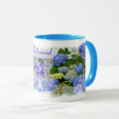 BLUE HYDRANGEAS ~ Ringer-Tasse Tasse (VorderseiteRechts)
