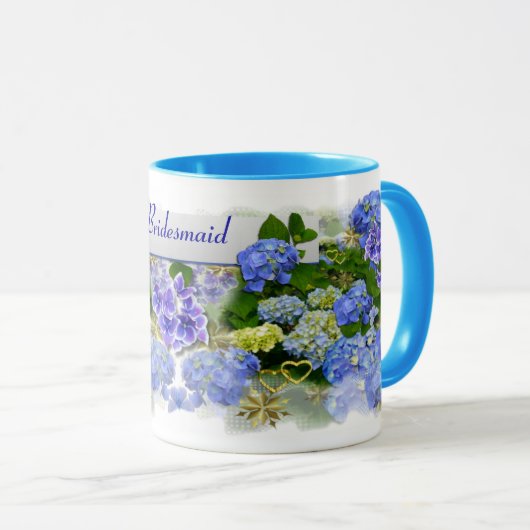 BLUE HYDRANGEAS ~ Ringer-Tasse Tasse (VorderseiteRechts)