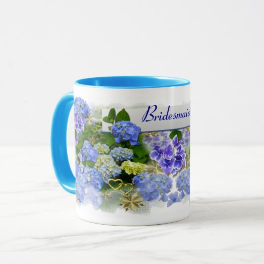 BLUE HYDRANGEAS ~ Ringer-Tasse Tasse (Vorderseite Links)