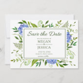 Blue Hydrangeas Save The Date (Vorderseite)