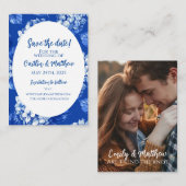 Blue Hydrangeas Save the Date Card Mitteilungskarte (Vorne/Hinten)