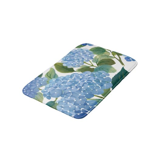 Blue Hydrangeas | Schöner Blumengarten Badematte (Schrägansicht)