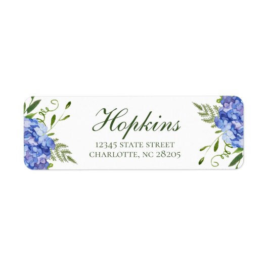 Blue Hydrangeas Script Probe Dinner Adresse (Vorne)