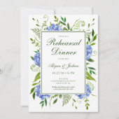 Blue Hydrangeas Script Probe Dinner Einladung (Vorderseite)