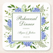 Blue Hydrangeas Script Probe Dinner Rechteckiger Pappuntersetzer (Vorderseite)