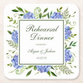 Blue Hydrangeas Script Probe Dinner Rechteckiger Pappuntersetzer
