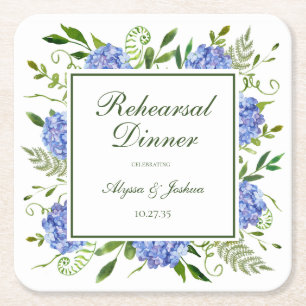 Blue Hydrangeas Script Probe Dinner Rechteckiger Pappuntersetzer