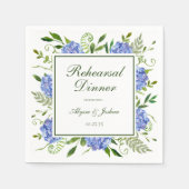 Blue Hydrangeas Script Probe Dinner Serviette (Vorderseite)