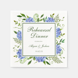 Blue Hydrangeas Script Probe Dinner Serviette