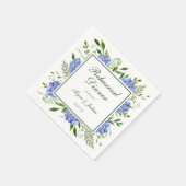 Blue Hydrangeas Script Probe Dinner Serviette (Ecke)