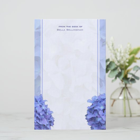 Blue Hydrangeas Stationery Briefpapier (Stehend Vorderseite)