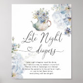 Blue Hydrangeas Tee Party Baby Spate night diapers Poster (Vorne)