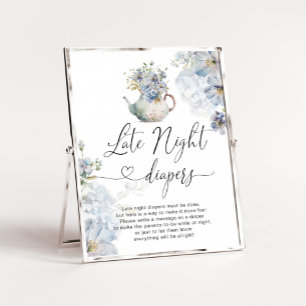 Blue Hydrangeas Tee Party Baby Spate night diapers Poster