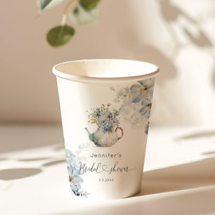 Blue Hydrangeas Tee Party Brautparty Pappbecher