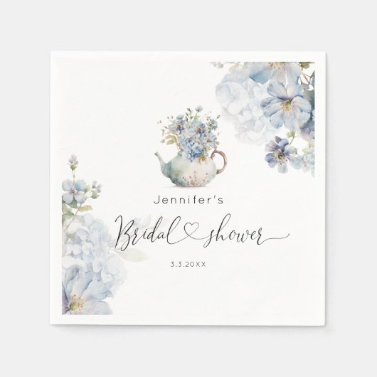 Blue Hydrangeas Tee Party Brautparty Serviette (Vorderseite)