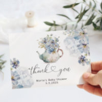 Blue Hydrangeas Teekanne Baby Dusche Danke
