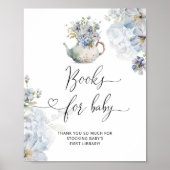 Blue Hydrangeas Teekanne Bücher für Babyposter Poster (Vorne)