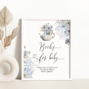 Blue Hydrangeas Teekanne Bücher für Babyposter Poster