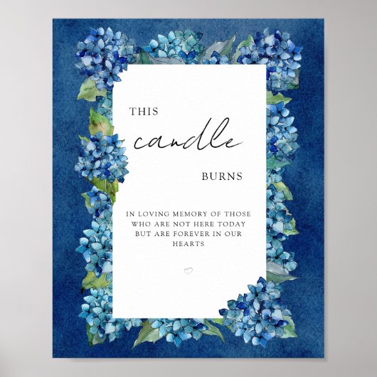 Blue Hydrangeas This Candle Burns in Loving Memory Poster (Vorne)