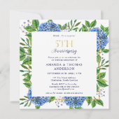Blue Hydrangeas Überraschung 5. Hochzeitstag Einladung (Vorderseite)
